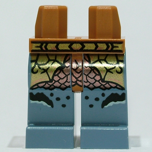 Hips and Sand Blue Legs with Gold Belt, Loin Cloth, Metallic Copper Scales print Medium Nougat