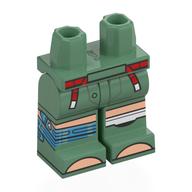 Hips and Sand Green Legs with Red Belt, Light Nougat Knees, Toes, White / Metal Blue Knee Wraps print Sand Green