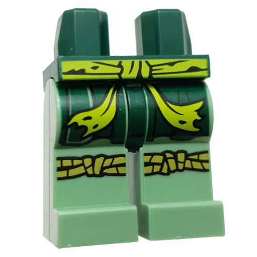 Hips and Sand Green Legs with Lime Sash, Dark Green Robe Ends, Rope for Knee Wraps print Dark Green