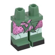 Hips and Sand Green Legs with Dark Pink Patches, Light Aqua Knees print Sand Green