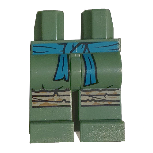 Hips and Sand Green Legs with Dark Turquoise Sash, Tan Knee Pads print Sand Green