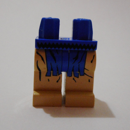 Hips and Tan Legs with Indians Black Belt and Blue Fringe Print Blau