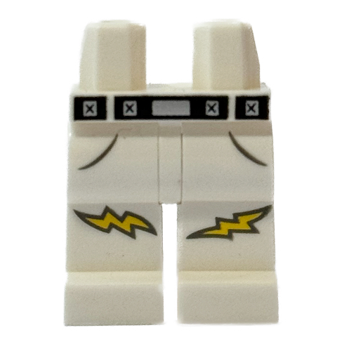 Hips and White Legs with Black Belt, Lightning Bolts print Weiß