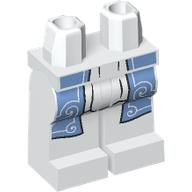 Hips and White Legs with Medium Blue Robe Ends, Silver Decorations, White Dress print White
