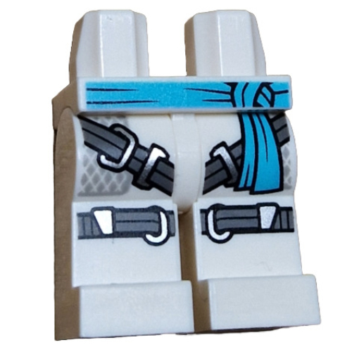 Hips and White Legs with Medium Azure Sash, Silver Straps print White