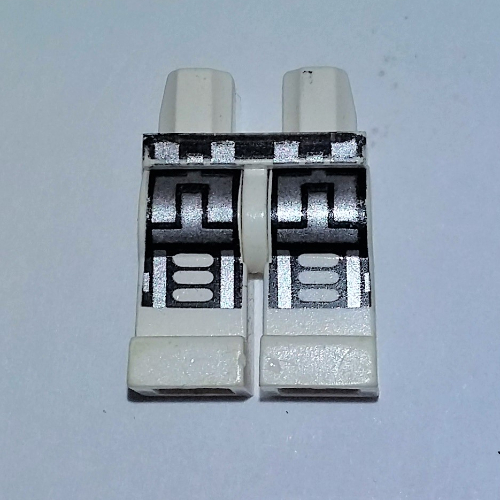 Hips and White Legs with Silver and Black Robot Print White