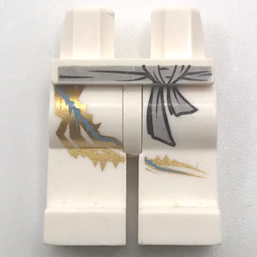 Hips and White Legs with Gray Belt and Black Markings and Gold Dragon Tail Print Weiß