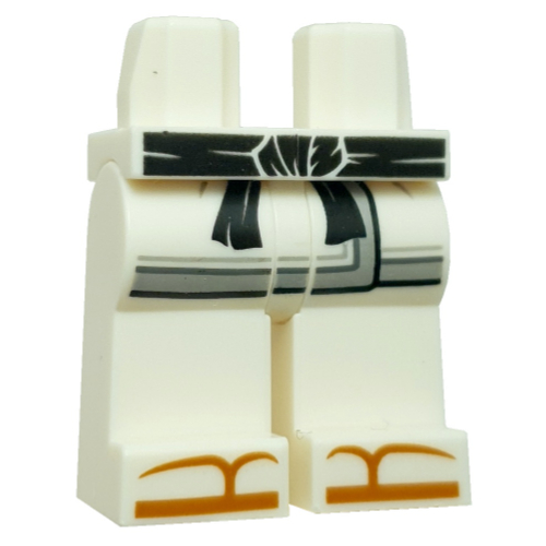 Hips and White Legs with Robe Ends, Light Bluish Grey Trim, Black Sash, Dark Orange Sandals print White