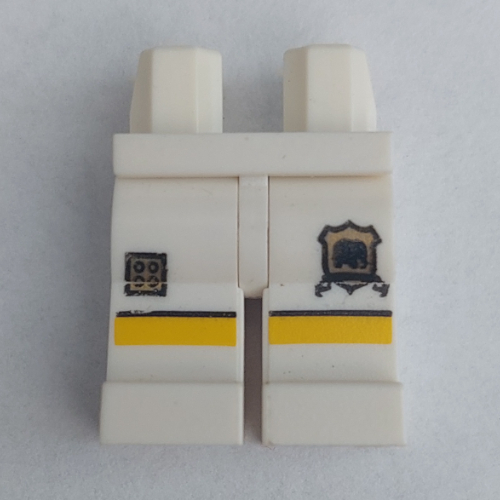 Hips and White Legs with Golden Brick, Shield and Yellow Stripe Print White
