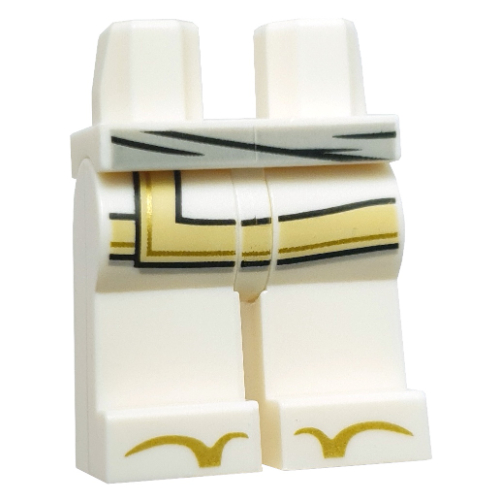 Hips and White Legs with Gold Toes, Robe End with Tan Trim, Light Bluish Grey Sash print Weiß