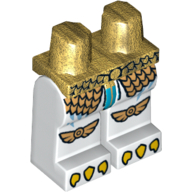 Hips and White Legs with Gold Scaled Armour, Eagle Knee Protection and Yellow Claws Print Perlgold