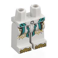 Hips and White Legs with Dark Turquoise/Gold Decorations, Gold Toes print White