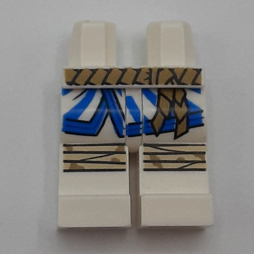 Hips and White Legs with Gold/Black Belt, Blue Coat, Tan Knee Wraps print Weiß