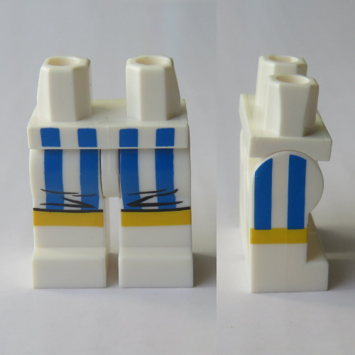 Hips and White Legs with Blue and White Boxing Trunks with Gold Piping Print Weiß