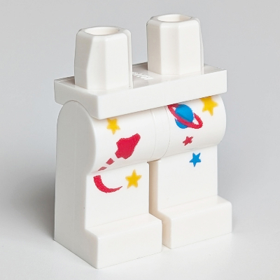 Hips and White Legs with Yellow, Red and Blue Stars and Space Logo Print Weiß