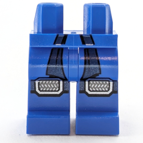 Hips and Blue Legs with Dark Blue Sash, Straps, Knee Pads Print Blue
