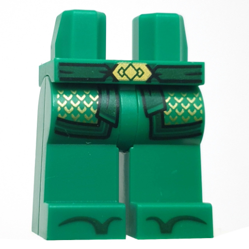Hips and Green Legs with Robe Ends, Gold Decorations, Dark Green Trim, Sash print Green