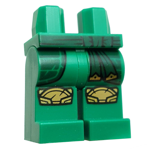 Hips and Green Legs with Dark Green Robe and Belt, Tan Knee Pads print Green