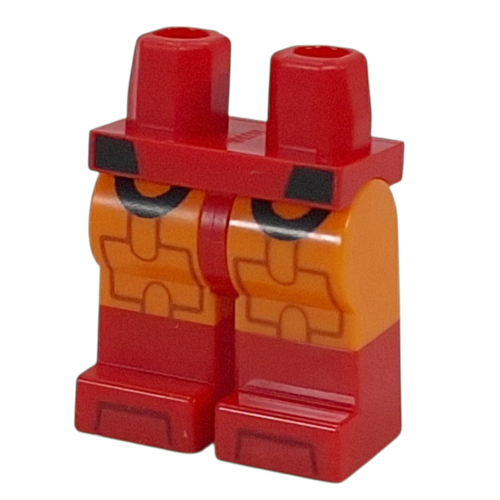 Hips with Orange Legs and Red Boots Pattern with Dark Orange Armor, Black Circles print Red