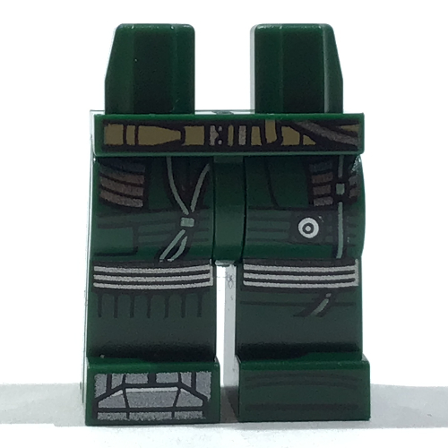 Hips and Dark Green Legs with Tan Belt, Light Aqua Hoses, Silver Armor, Knee Pads print Dark Green