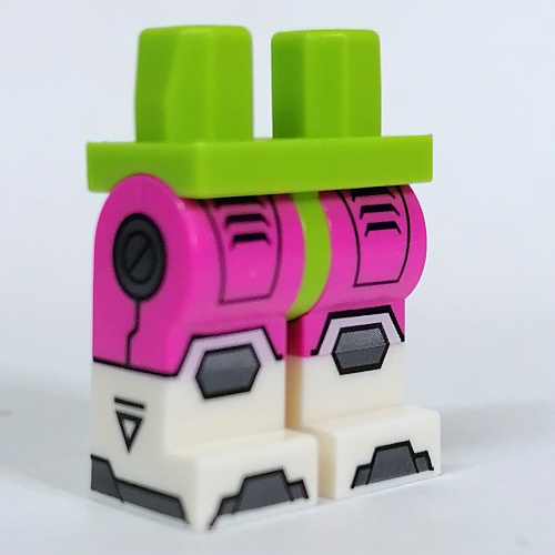 Hips with Dark Pink Legs and White Boots Pattern with Armor, Circuitry print Lime