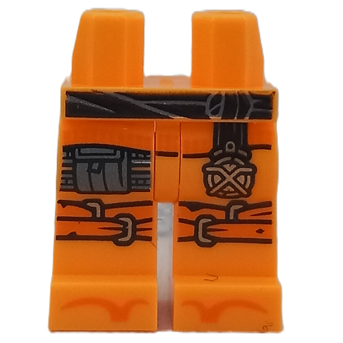 Hips and Bright Light Orange Legs with Black Belt, Dark Bluish Grey Pocket, Gold Flask, Orange Knee Wraps print Leuchtendes Hellorange