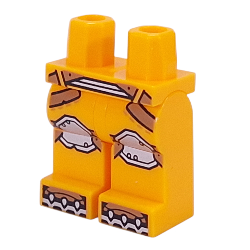 Hips and Bright Light Orange Legs with Nougat Straps, Silver Belt, Kneepads, Claws print Bright Light Orange