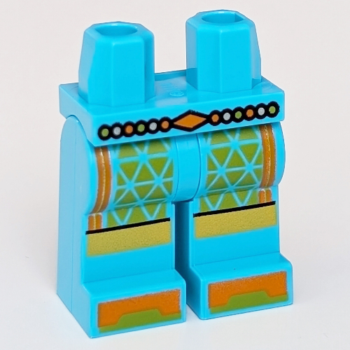 Hips and Medium Azure Legs with Lime/Orange/Yellow Decorations, Beads Belt print Medium Azure