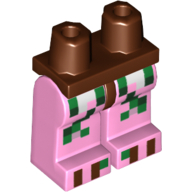 Hips and Bright Pink Legs with Pixelated Green, White, Brown, Dark Green Squares Reddish Brown