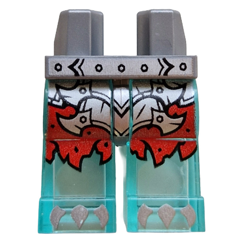 Hips and Trans-Light Blue Legs with Silver Armor, Red Tattered Skirt print Flat Silver