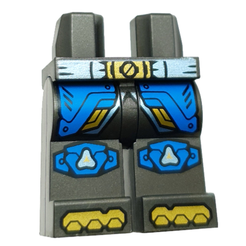 Hips and Pearl Titanium Legs with Medium Azure Belt, Gold Belt Buckle, Toes, Medium Azure Robe Ends, Knee Pads print Perltitan