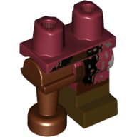 Left Leg, Reddish Brown Pirate Peg Leg, and Dark Red Hips with Tattered Coat Print Dark Red