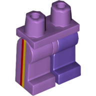 Hips and Dark Purple Left Leg, Medium Lavender Right Leg with Yellow and Red Vertical Stripes Medium Lavender