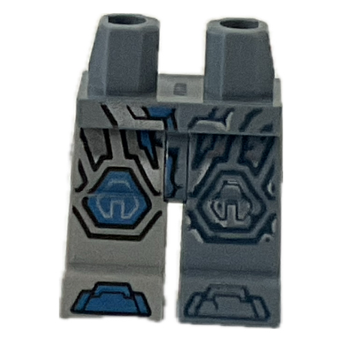 Hips and Sand Blue Left Leg, Light Bluish Gray Right Leg with Nexo Knights Armor print Sand Blue