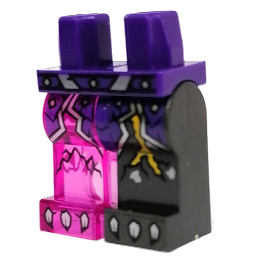 Hips and Pearl Titanium Left Leg, Trans-Dark Pink Right Leg with Dark Purple Lapels, Lightning, Silver Claws print Dunkellila