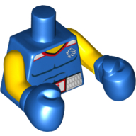 Torso Tank Top with Team GB Logo, Muscles, and Belt with 'GB' Print, Yellow Arms, Blue Boxing Gloves Blau