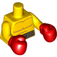 Torso Bare Chest with Body Lines, and Black Boxing Belt Print, Yellow Arms, Red Boxing Gloves Yellow