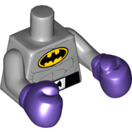 Torso Muscles, Belt, and Batman Logo Print, Light Bluish Gray Arms, Dark Purple Boxing Gloves Hellblaugrau
