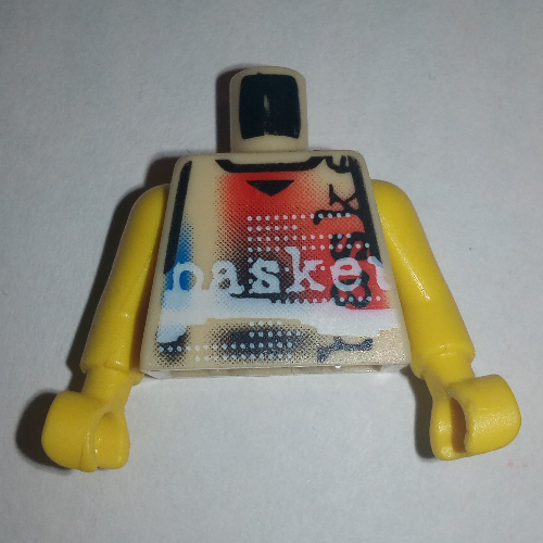 Torso Basketball Jersey, 3 Color Shirt, 'Basket' Print, Long One Piece Arms Yellow (NBA) Beige