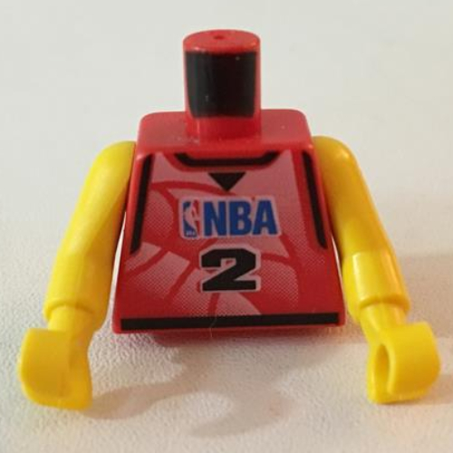 Torso Basketball Jersey, NBA Logo and '2' Print, Long One Piece Arms Yellow (NBA) Rot