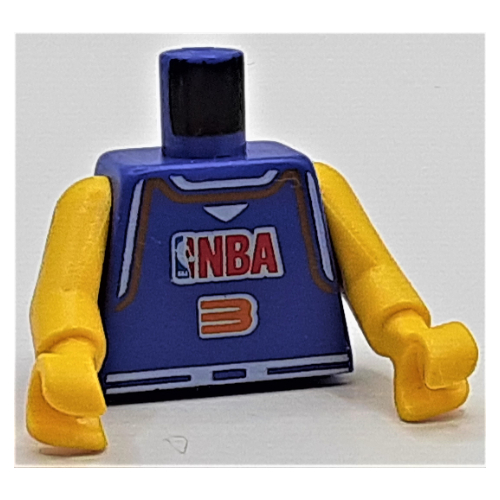 Torso Basketball Jersey, NBA Logo and '3' Print, Long One Piece Arms Yellow (NBA) Violet