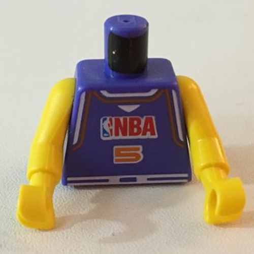 Torso Basketball Jersey, NBA Logo and '5' Print, Long One Piece Arms Yellow (NBA) Violet