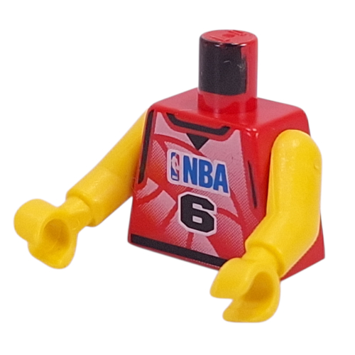 Torso Basketball Jersey, NBA Logo and '6' Print, Long One Piece Arms Yellow (NBA) Red
