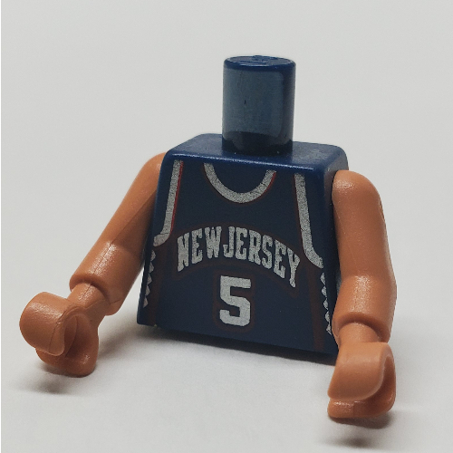 Torso Basketball Jersey, New Jersey Nets '5' Print, Long One Piece Arms Nougat (NBA) Dark Blue