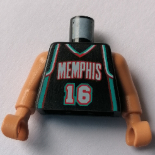 Torso Basketball Jersey, Memphis Grizzlies '16' Print, Long One Piece Arms Nougat (NBA) Black