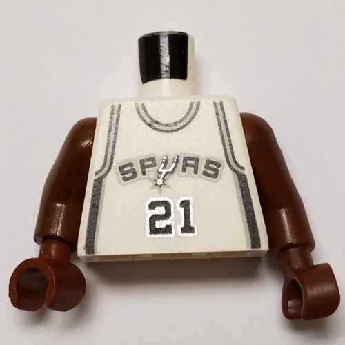Torso Basketball Jersey, San Antonio Spurs '21' Print, Long One Piece Arms Brown (NBA) Weiß