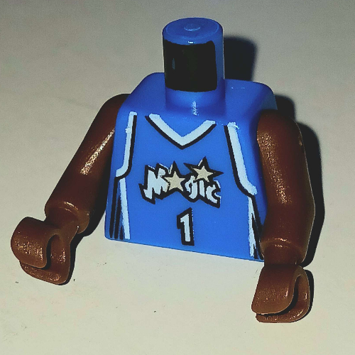 Torso Basketball Jersey, Orlando Magic '1' Print, Long One Piece Arms Brown (NBA) Blau