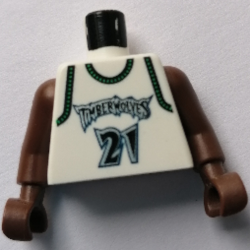 Torso Basketball Jersey, Minnesota Timberwolves '21' Print, Long One Piece Arms Brown (NBA) White