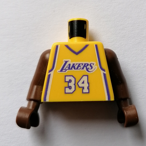 Torso Basketball Jersey, Los Angeles Lakers '34' Print, Long One Piece Arms Brown (NBA) Gelb