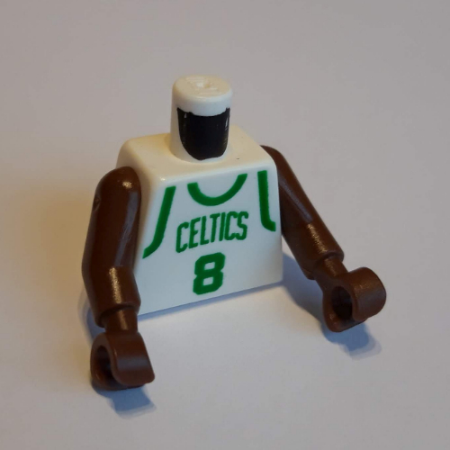 Torso Basketball Jersey, Boston Celtics '8' Print, Long One Piece Arms Brown (NBA) White